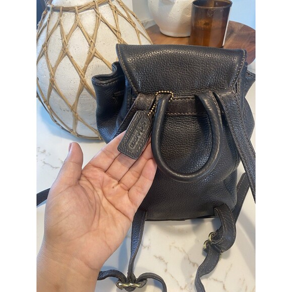 VINTAGE COACH BACKPACK BROWN PEBBLE LEATHER LUXURY SONOMA DRAWSTRING - Picture 13 of 15
